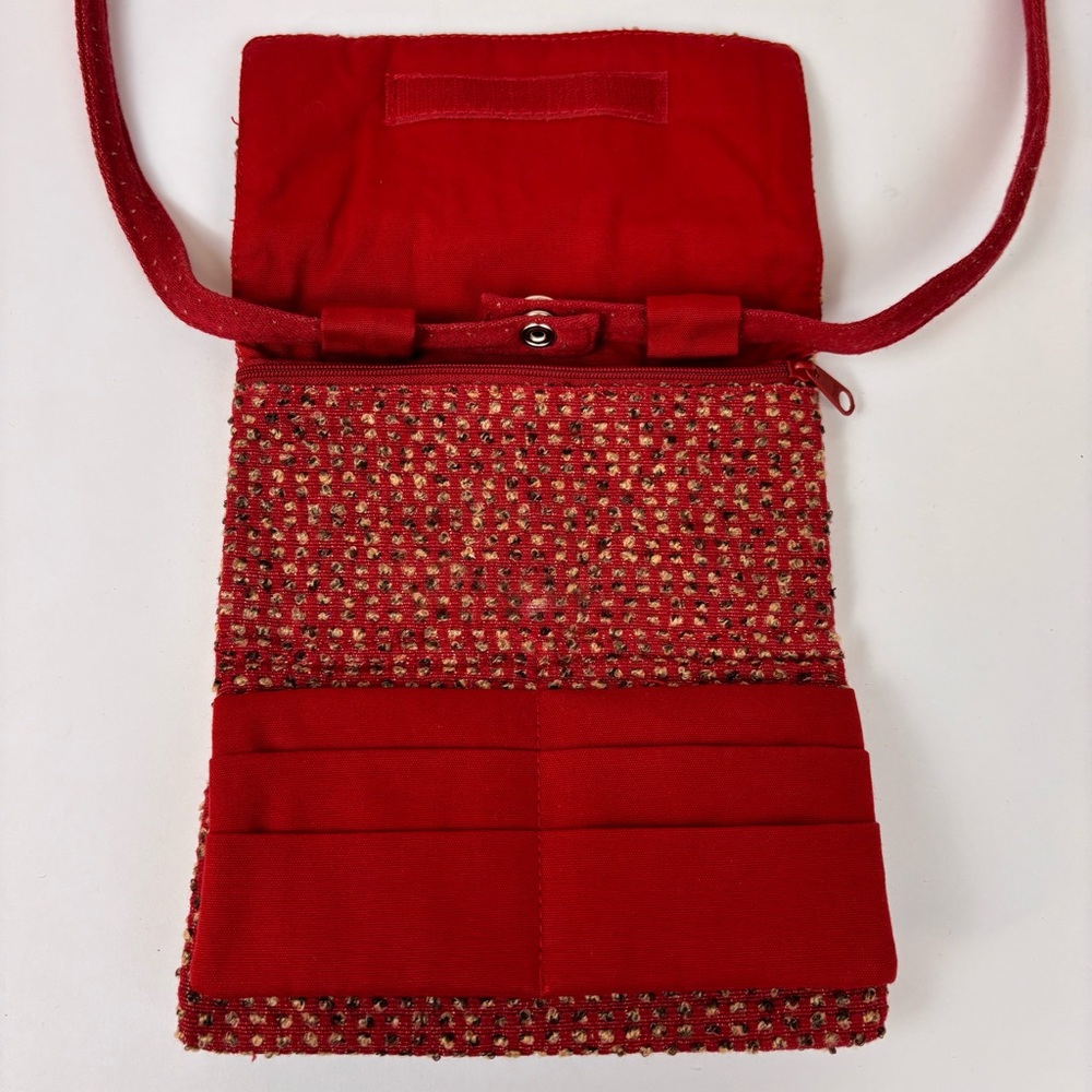 Isabella's Journey Crossbody Bag Textured Cobblestone Wallet with Strap Red - Picture 5 of 16